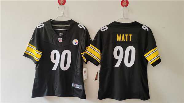Women%27s Pittsburgh Steelers #90 T. J. Watt F.U.S.E. Black Vapor Football Stitched Jersey(Run Small)->women nfl jersey->Women Jersey